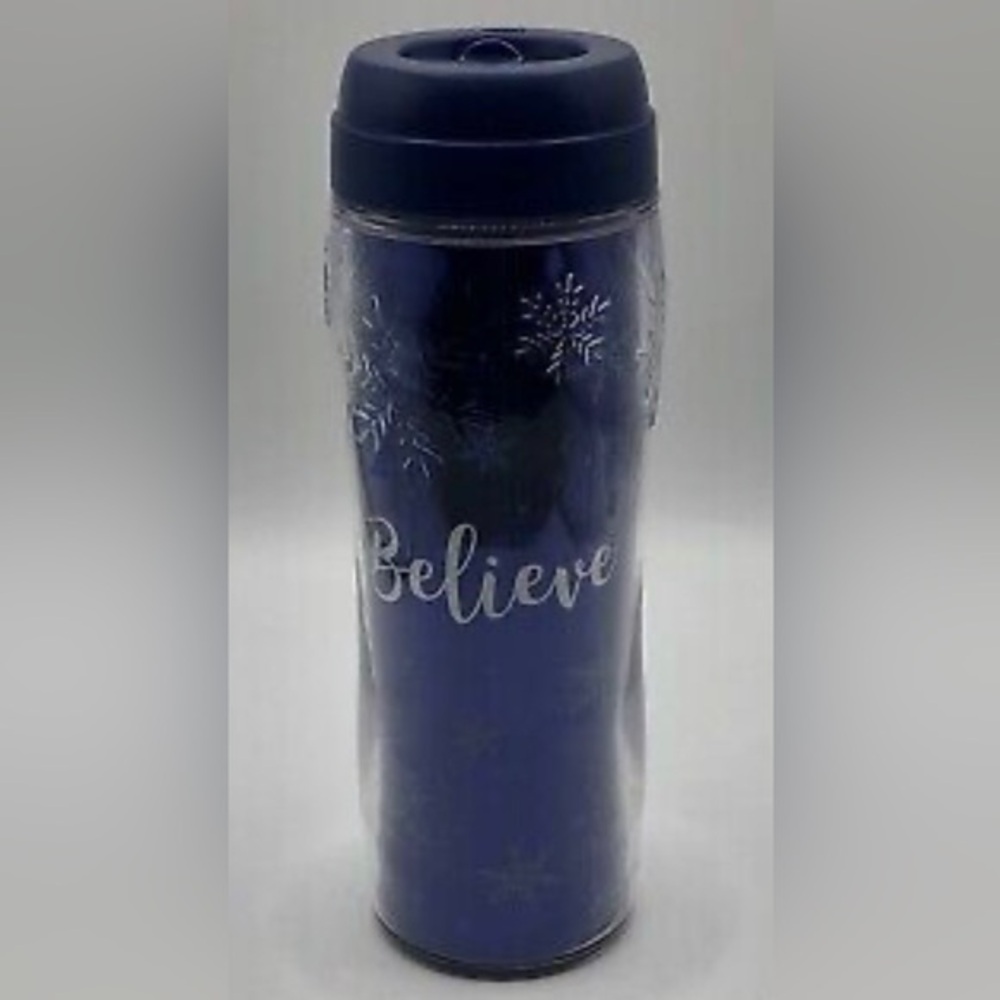 New 17oz Plastic Thermal Tumbler Travel Mug Cup "Believe" St Nicholas Square